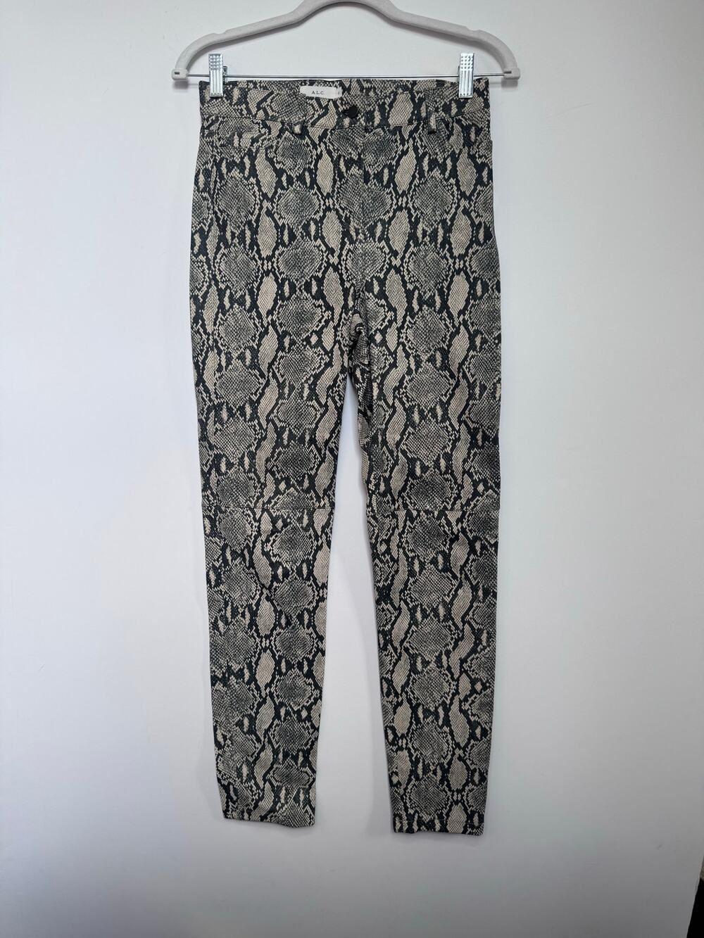 A.L.C. Luxury Snake Embossed Leather Skinny Trousers pants python Size 2 $1295